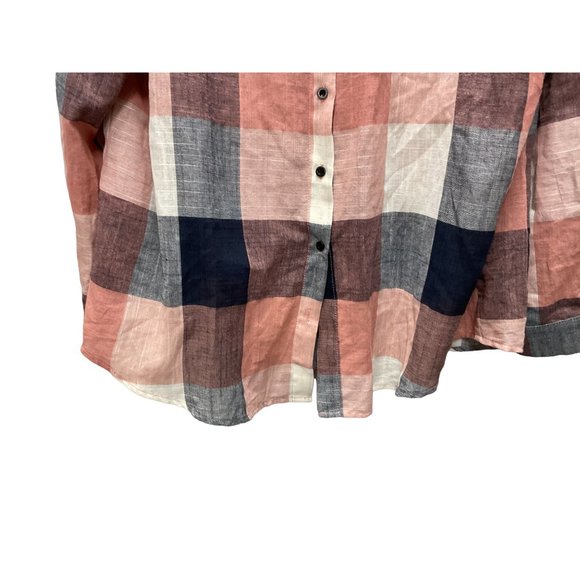 Woman's Multi Color Plaid Button Front Shirt Size 2X With Pocket Long Sleeve - Picture 5 of 9